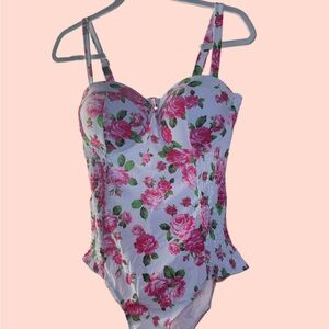 Fashion Nova Pink Floral One Piece Swimsuit